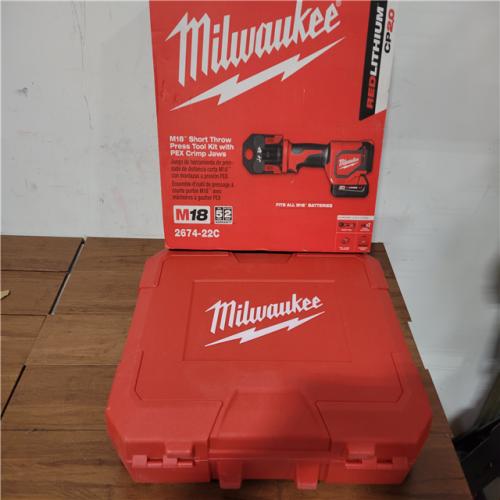 California AS-IS Milwaukee M18 Short Throw Press Tool Kit  Includes (2) Batteries  Charger & Hard Case