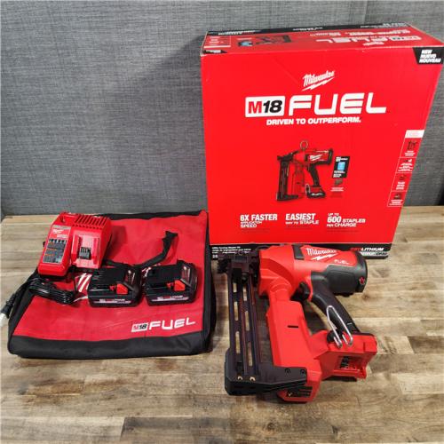 HOUSTON LOCATION - AS-IS (APPEARS LIKE NEW) M18 FUEL 18-Volt Lithium-Ion Brushless Cordless Utility Fencing Stapler Nailer Kit W/Two 3.0Ah Batteries, Charger & Bag
