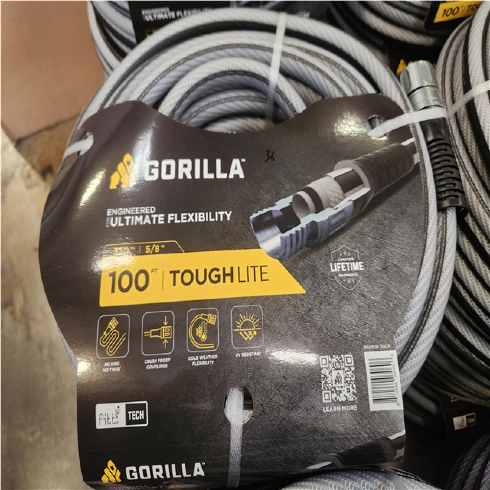 Phoenix NEW Gorilla ToughLite 5/8 in. x 100 ft. Heavy Duty Garden Hose Pallet of 36 (RV: $2 519)