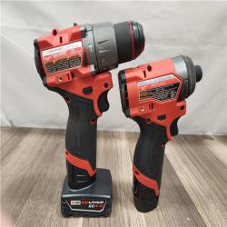 AS-IS- Milwaukee 12V Brushless Hammer Drill and Impact Driver Combo Kit