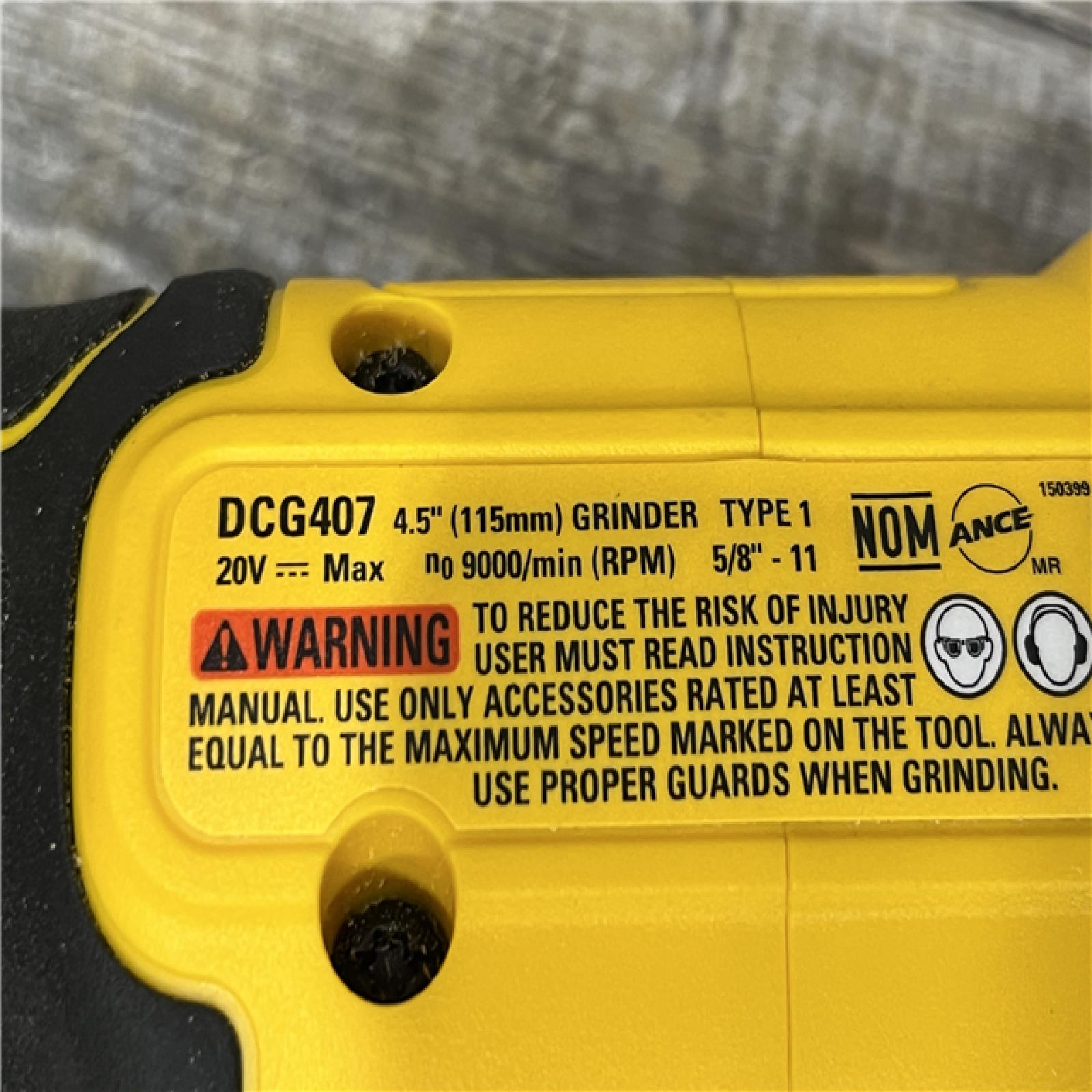 AS-IS DEWALT 20-Volt MAX Cordless Brushless 4-1/2 in. Angle Grinder with Slide Switch (Tool Only)