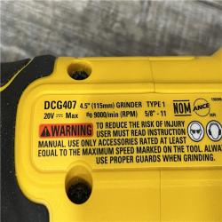 AS-IS DEWALT 20-Volt MAX Cordless Brushless 4-1/2 in. Angle Grinder with Slide Switch (Tool Only)
