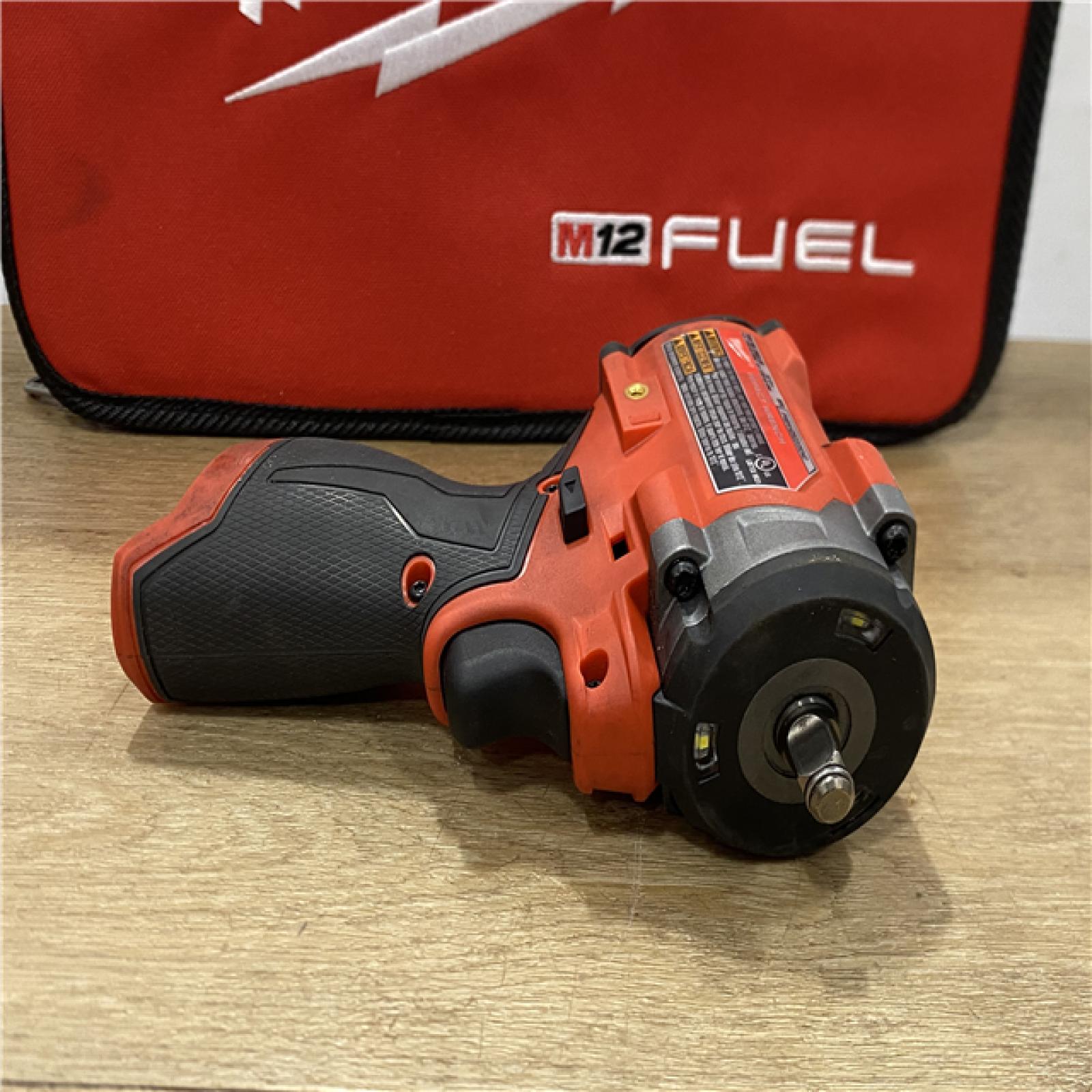 AS-IS Milwaukee FUEL 12V Li-Ion Brushless Cordless Stubby 3/8 in. Impact Wrench Kit