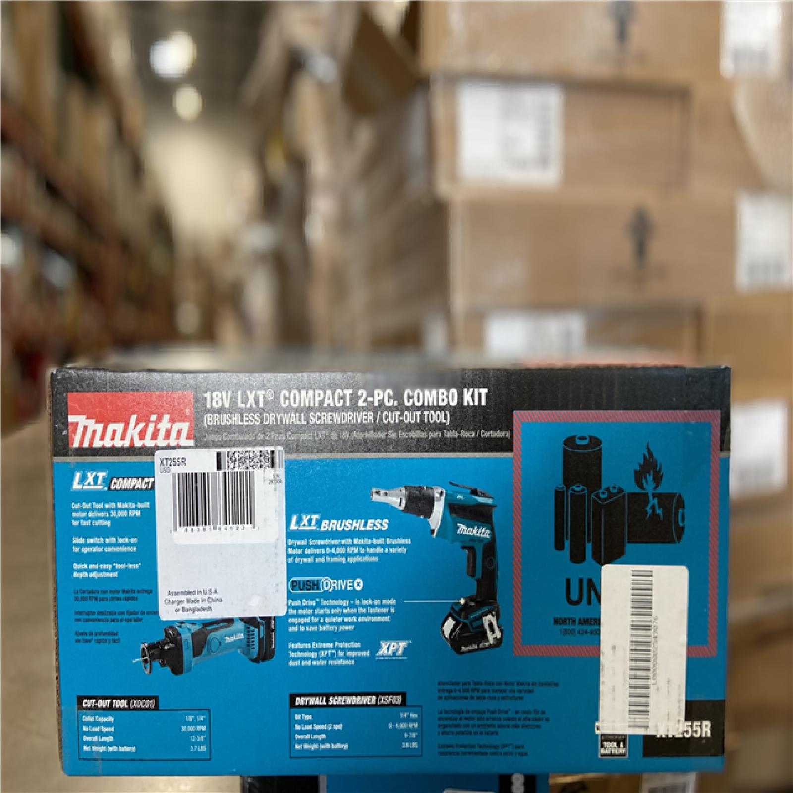 NEW! - Makita 18V 2.0Ah LXT Lithium-Ion Compact Cordless Combo Kit (2-Piece) (Brushless Drywall Screwdriver/ Cut-Out Tool)