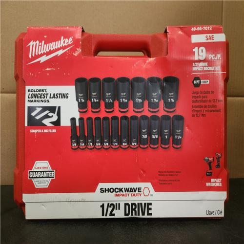 Phoenix NEW Milwaukee SHOCKWAVE 1/2 in. Drive SAE 6 Point Impact Socket Set (19-Piece) (SEALED)
