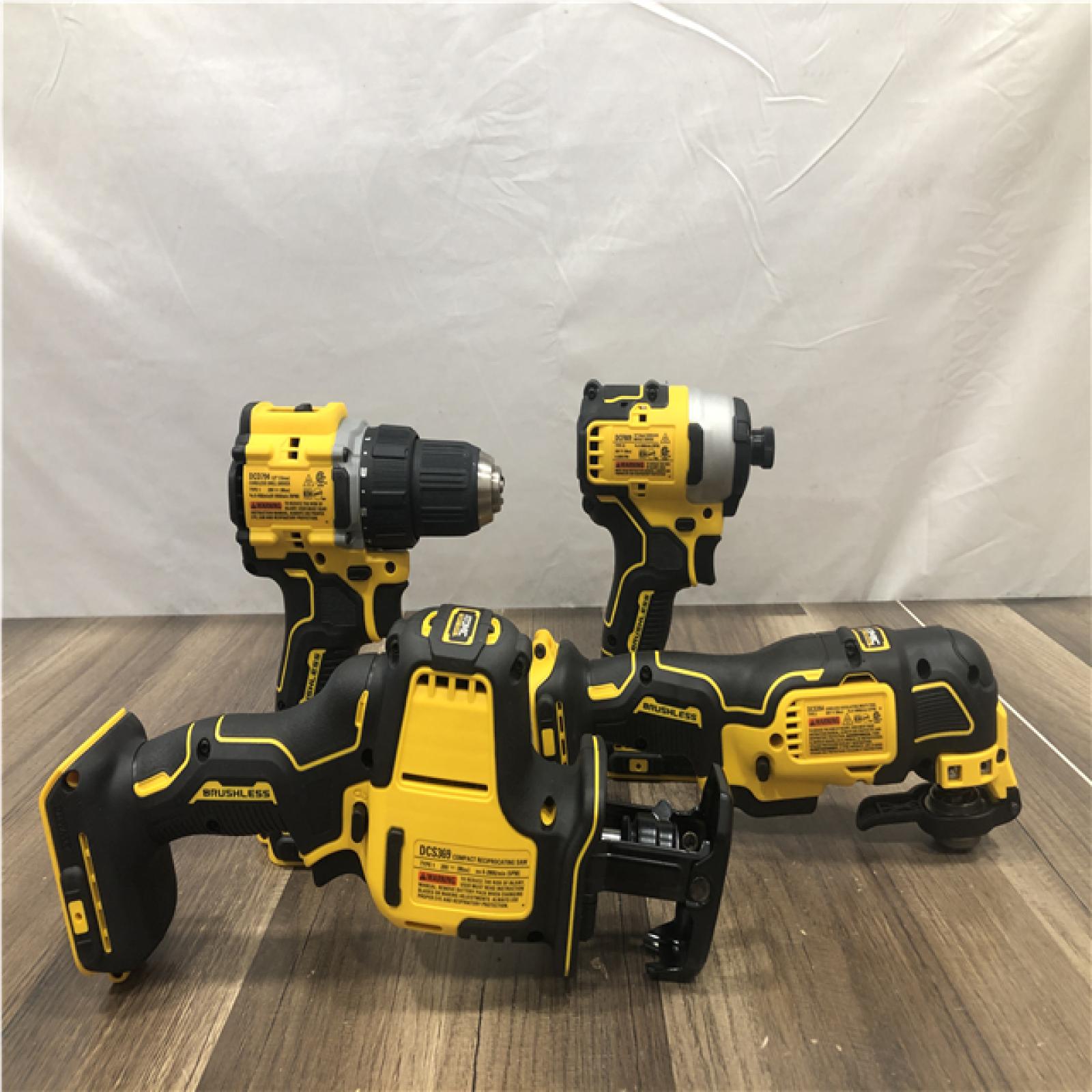 AS-IS DEWALT ATOMIC 20-Volt Lithium-Ion Cordless Brushless (4-Tool) Combo Kit