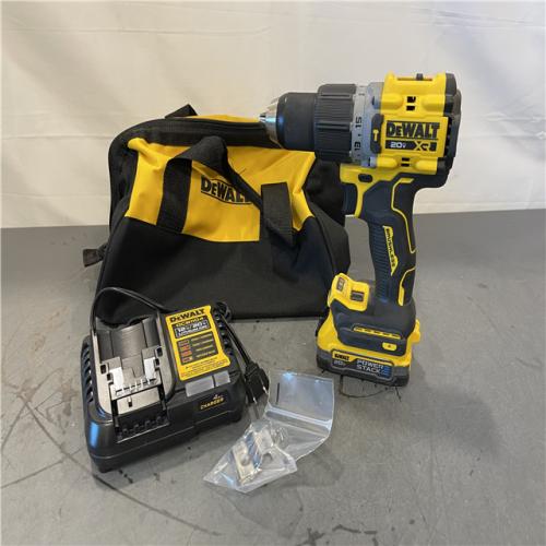 AS-IS - DEWALT 20V Compact Cordless 1/2 in. Hammer Drill and 20V MAX POWERSTACK Compact Battery Starter Kit