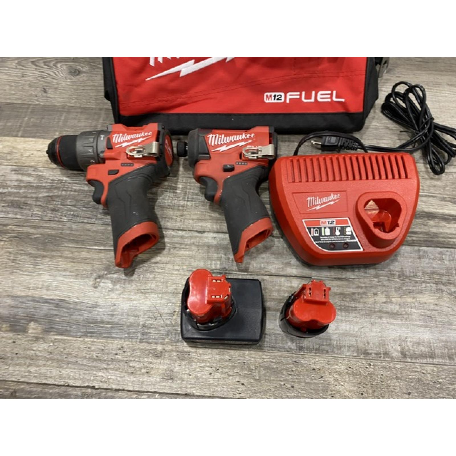 AS-IS Milwaukee FUEL 12-Volt Lithium-Ion Brushless Cordless Hammer Drill and Impact Driver Combo Kit
