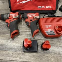 AS-IS Milwaukee FUEL 12-Volt Lithium-Ion Brushless Cordless Hammer Drill and Impact Driver Combo Kit