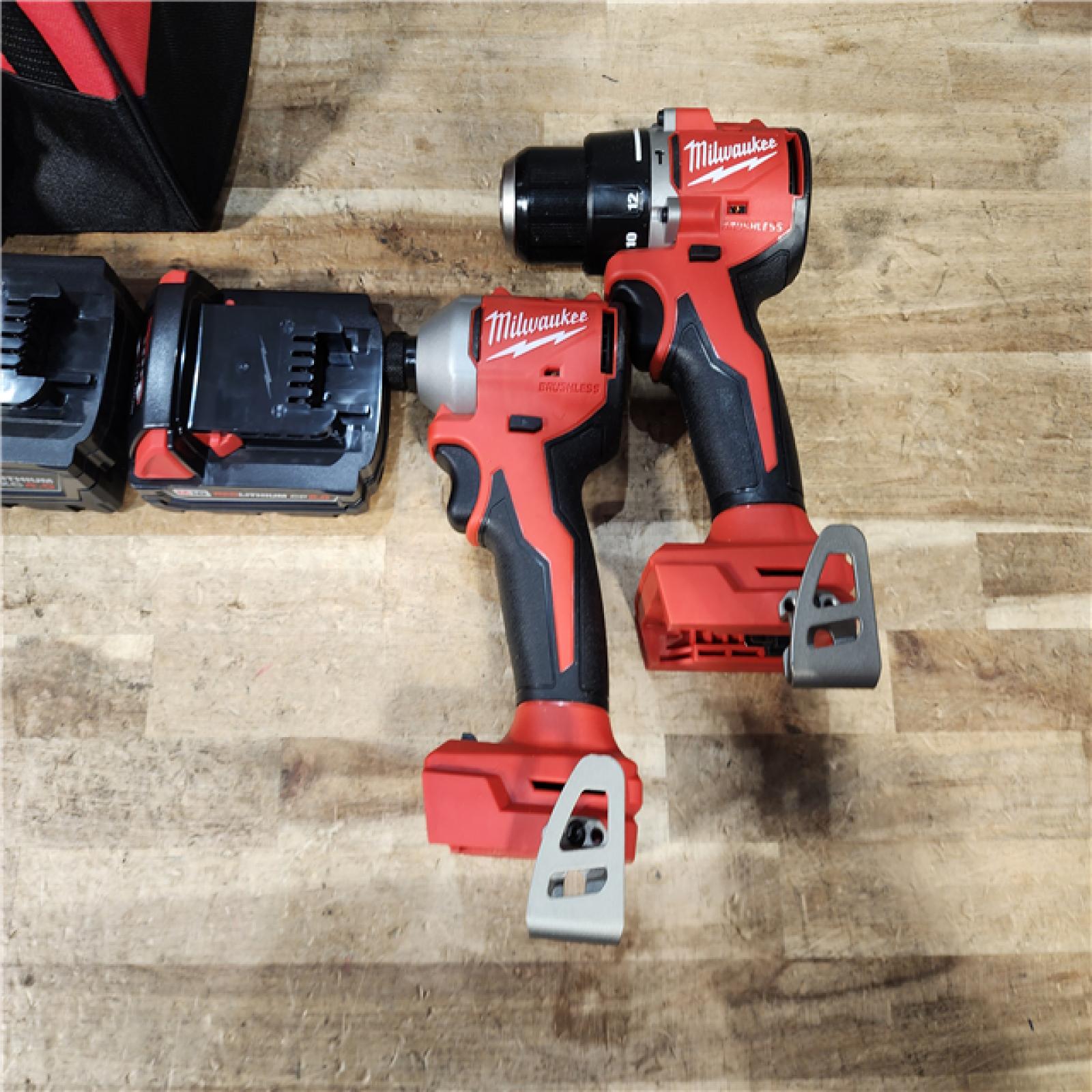 HOUSTON LOCATION - AS - IS Milwaukee 18-Volt Lithium-Ion Brushless Cordless Compact Hammer Drill/Impact Combo Kit