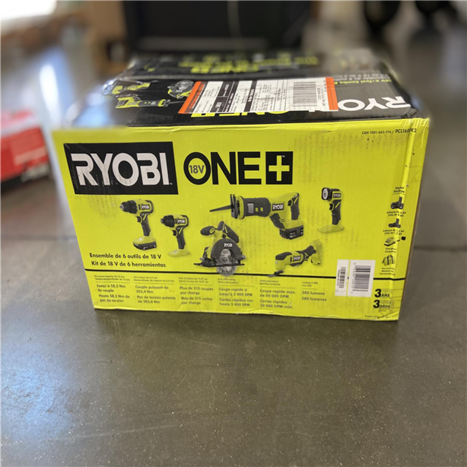 NEW! - RYOBI ONE+ 18V Cordless 6-Tool Combo Kit