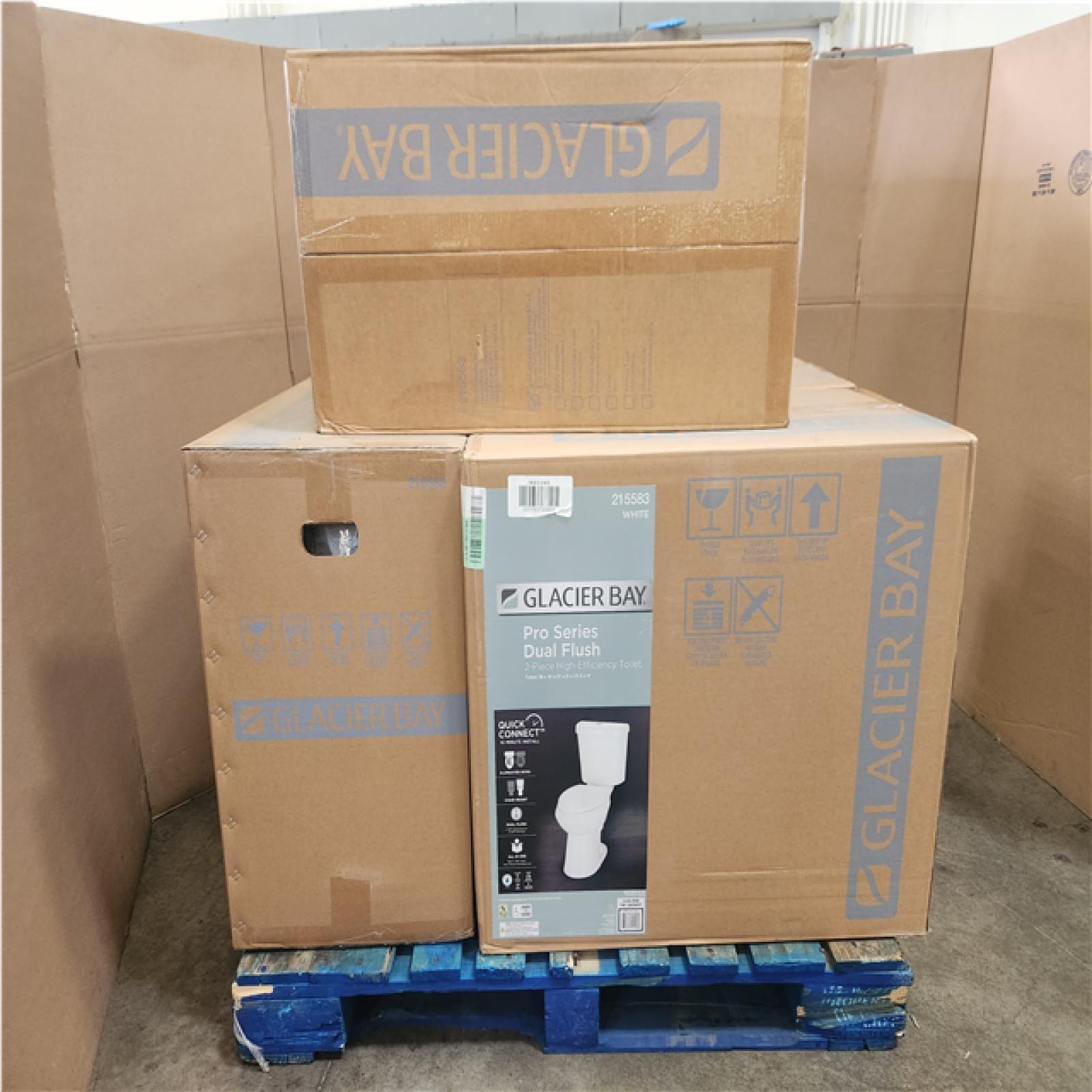 Phoenix NEW Glacier Bay 12 in. Rough In 2-Piece 1.0 GPF/1.28 GPF Dual Flush Elongated Toilet in White, Seat Included Pallet of 4