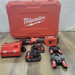 AS-IS Milwaukee M18 18V Lithium-Ion Cordless Short Throw Press Tool Kit with 3 PEX Crimp Jaws (2) 2.0 Ah Batteries and Charger