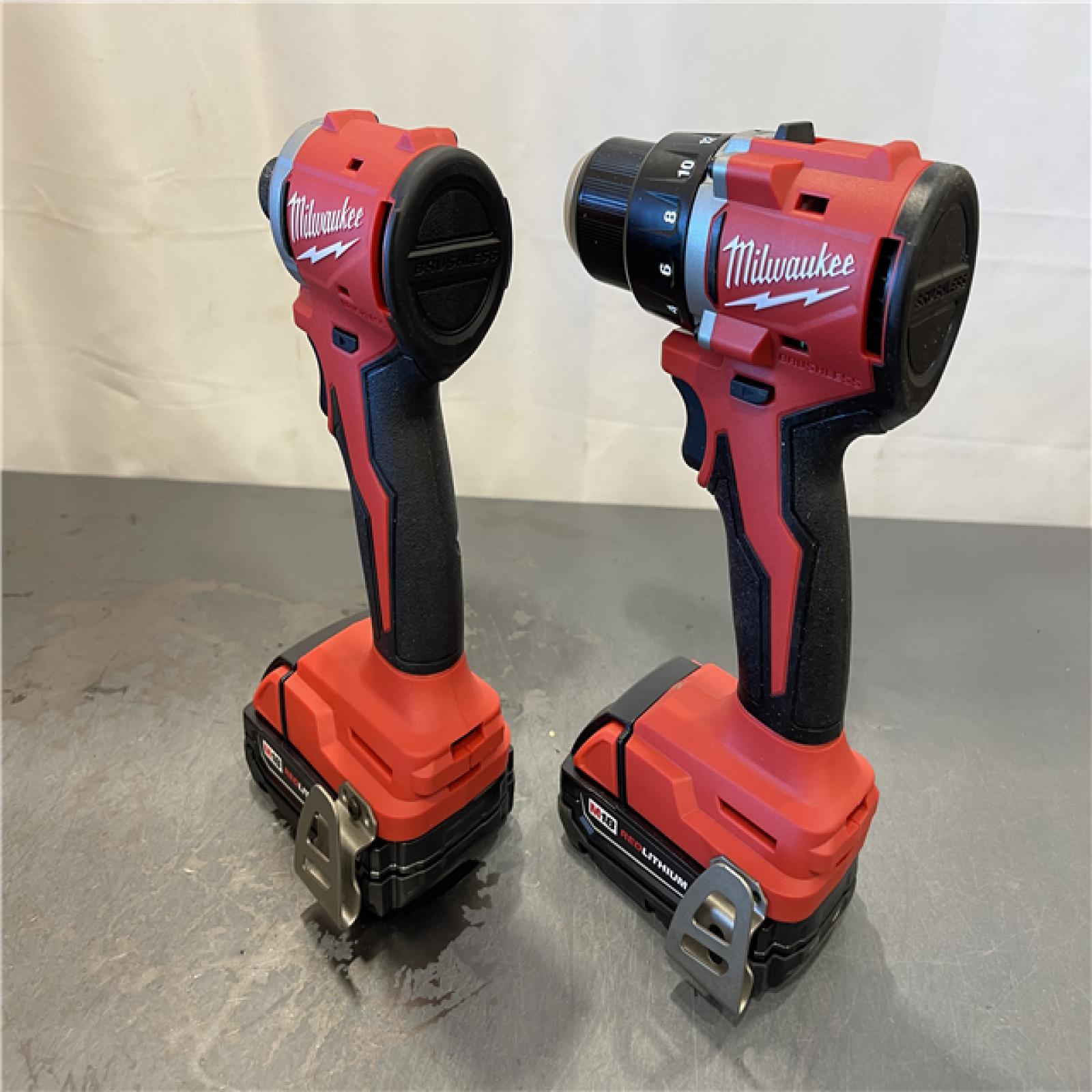 AS-IS - Milwaukee M18 18V Lithium-Ion Brushless Cordless Compact Drill/Impact Combo Kit