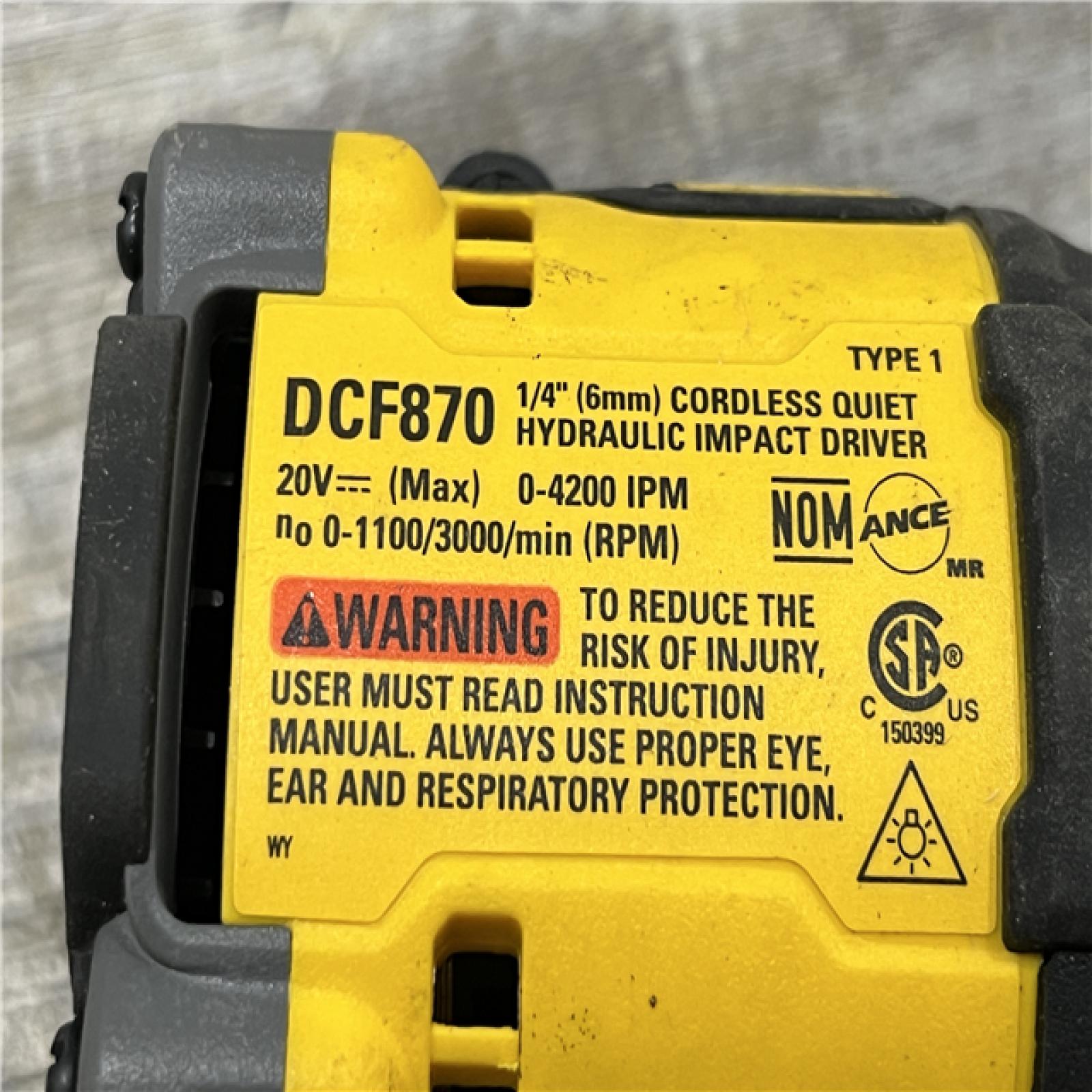 AS-IS DEWALT 20V XR Brushless Cordless 1/4 in. Quiet Hydraulic Impact Driver (Tool-Only)