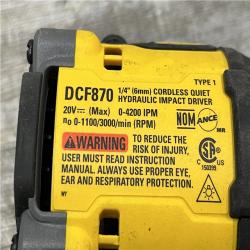 AS-IS DEWALT 20V XR Brushless Cordless 1/4 in. Quiet Hydraulic Impact Driver (Tool-Only)