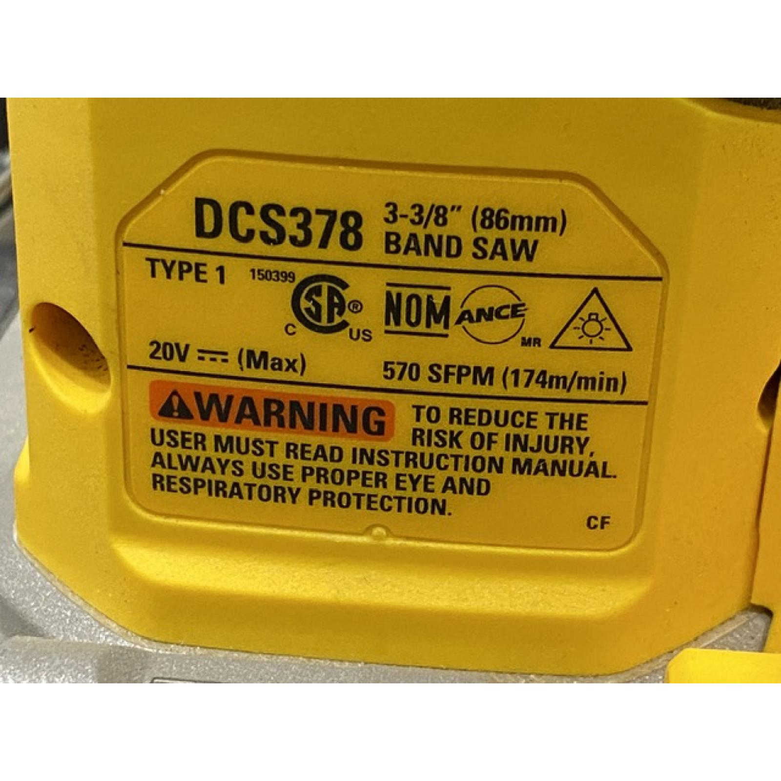 AS-IS DEWALT 20-Volt MAX 3-3/8 in. Cordless Brushless Bandsaw (Tool-Only)