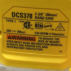 AS-IS DEWALT 20-Volt MAX 3-3/8 in. Cordless Brushless Bandsaw (Tool-Only)