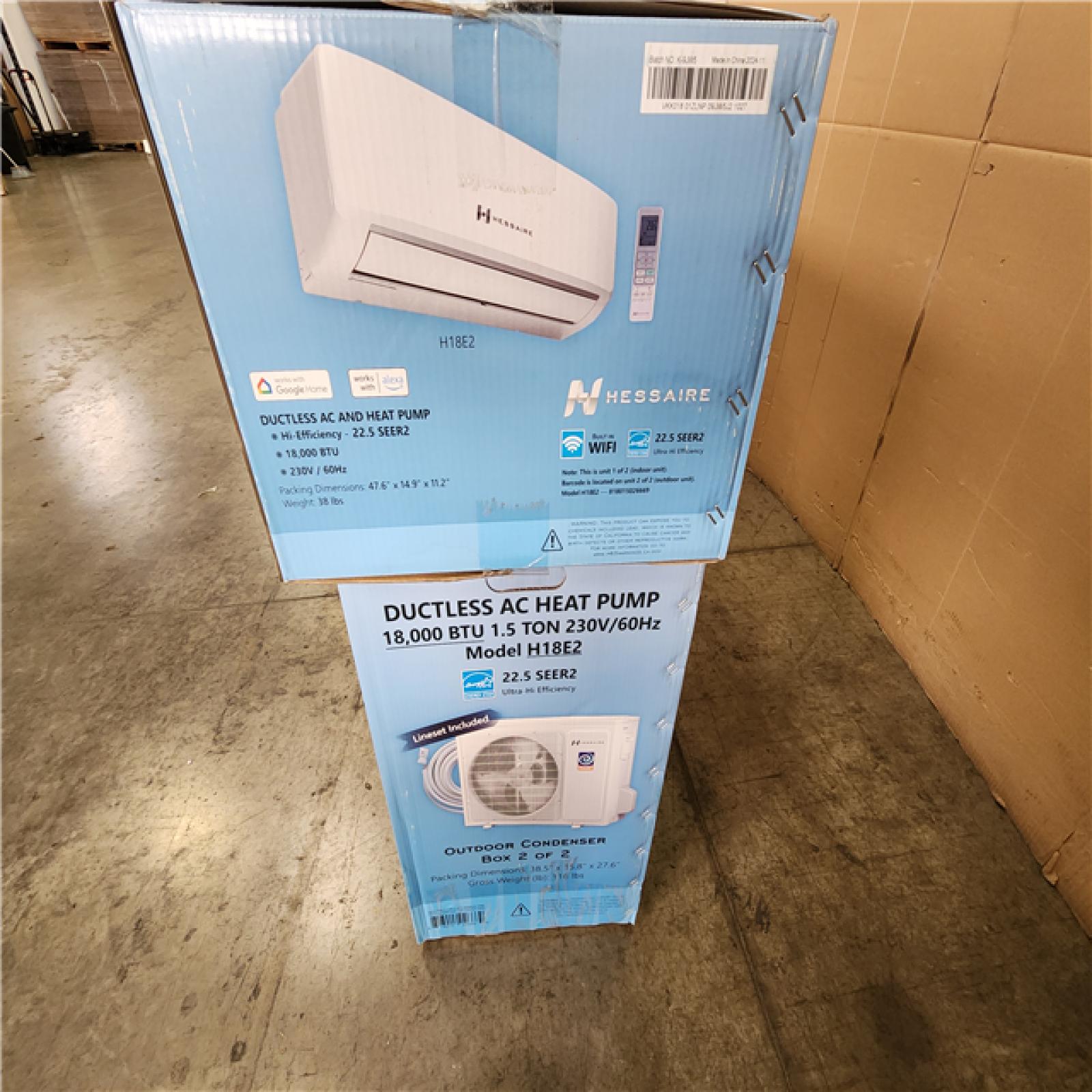 Phoenix NEW Hessaire DIY 21 SEER2 18 000 BTU WiFi 1.5-Ton Ductless Mini Split Air Conditioner  Heat Pump  Variable Speed Inverter-208V/230V