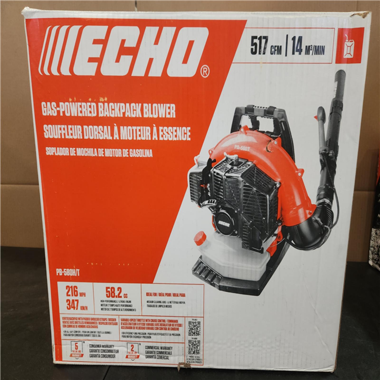 Phoenix NEW ECHO 216 MPH 517 CFM 58.2cc Gas 2-Stroke Backpack Leaf Blower with Tube Throttle