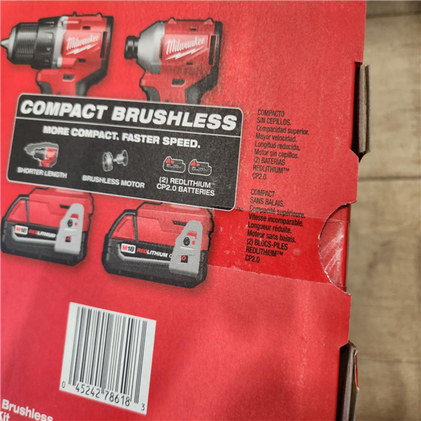 NEW- Milwaukee M18 18V Lithium-Ion Brushless Cordless Compact Drill/Impact Combo Kit (2-Tool) W/(2) 2.0 Ah Batteries  Charger & Bag