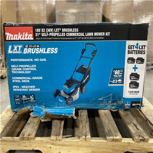 DALLAS LOCATION- AS-IS MAKITA 21 in. 18V X2 (36V) LXT Lithium-Ion Cordless Walk Behind Self Propelled Lawn Mower Kit