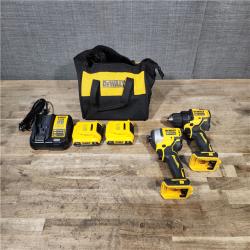 HOUSTON LOCATION - AS-IS Dewalt DCK225D2 20V MAX ATOMIC Brushless Compact Lithium-Ion 1/2 in. Cordless Drill Driver and 1/4 in. Impact Driver Combo Kit with 2 Batteries 2 Ah
