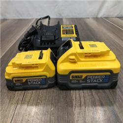 AS-IS DEWALT 20V MAX XR POWERSTACK Lithium-Ion Battery Starter Kit with 5.0Ah and 1.7Ah Batteries and Charger