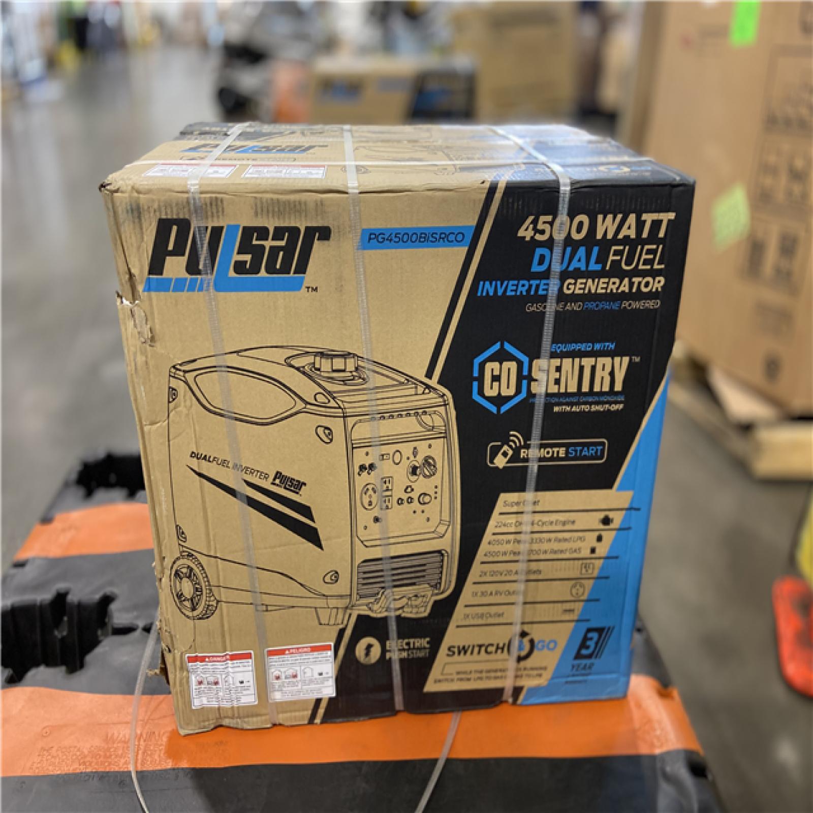 DALLAS LOCATION - Pulsar 4,500-Watt/3,700-Watt Dual Fuel with Recoil, Remote and Push Button Start Portable Inverter Generator with CO Alert
