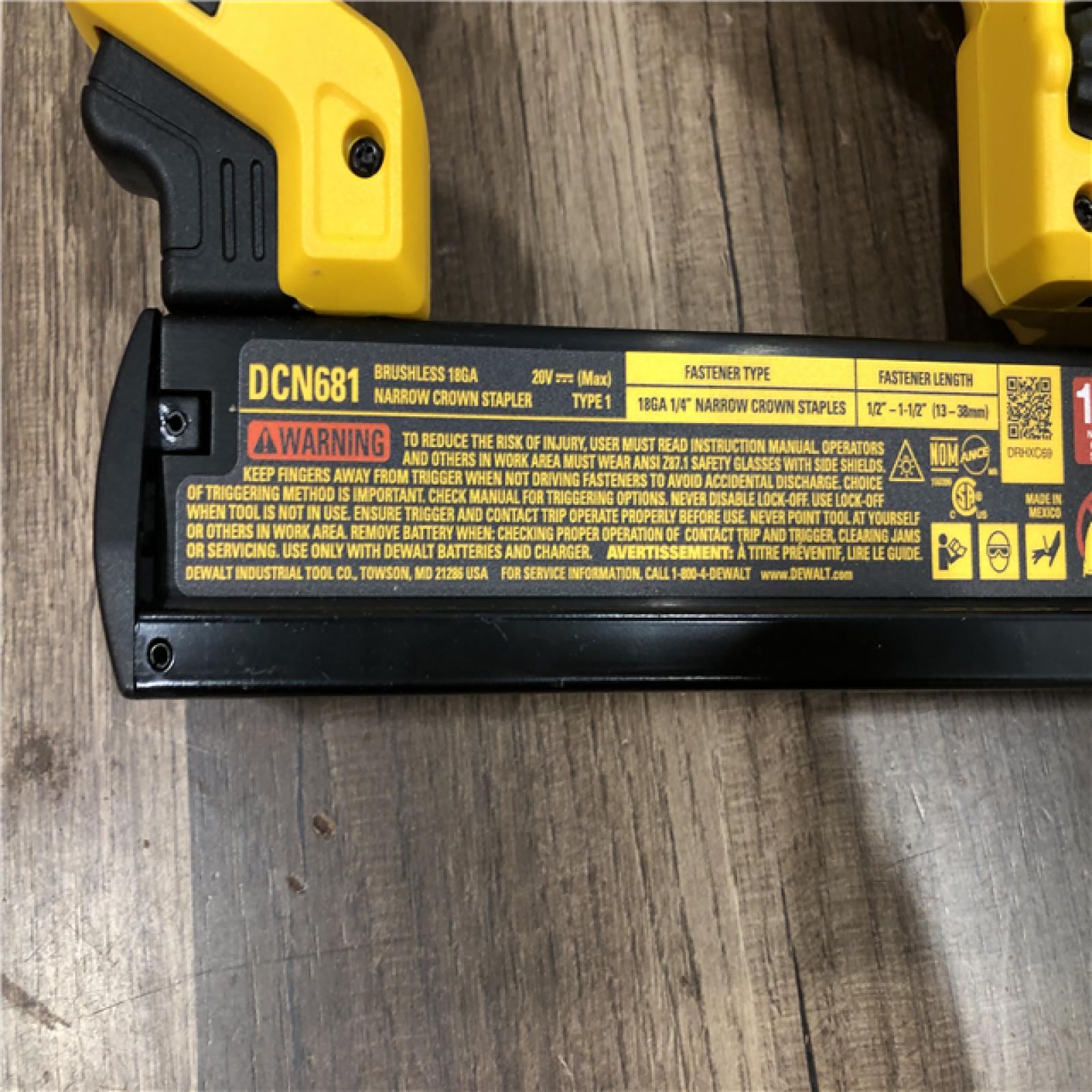 AS-IS DEWALT 20V MAX XR Lithium-Ion Cordless 18-Gauge Narrow Crown Stapler (Tool Only)