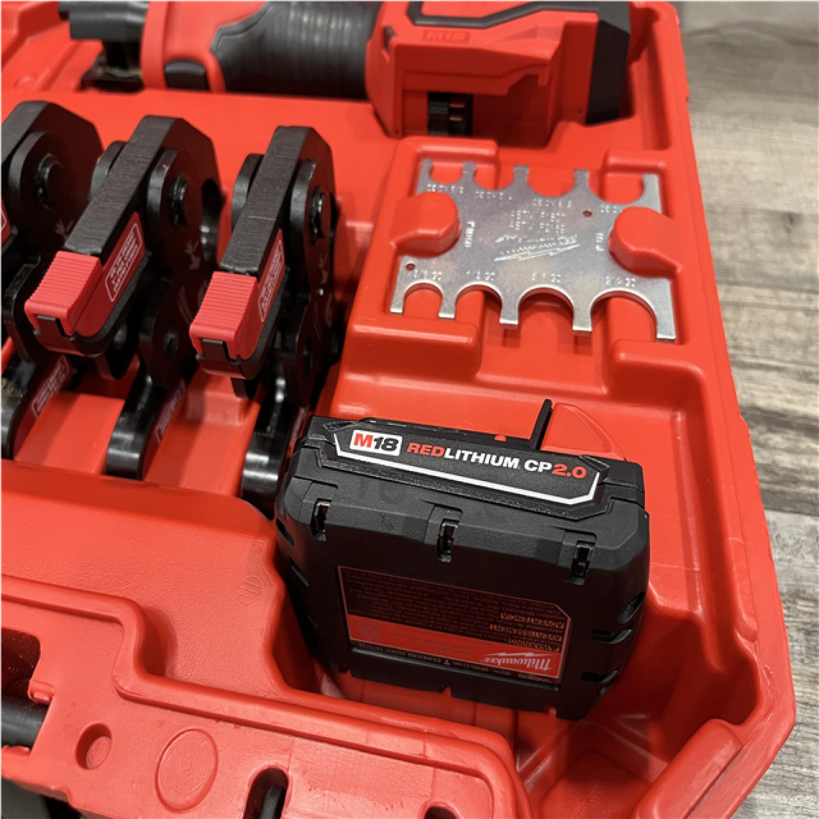 AS-IS Milwaukee 18V Lithium-Ion Cordless Short Throw Press Tool with 3 PEX Crimp Jaws Kit
