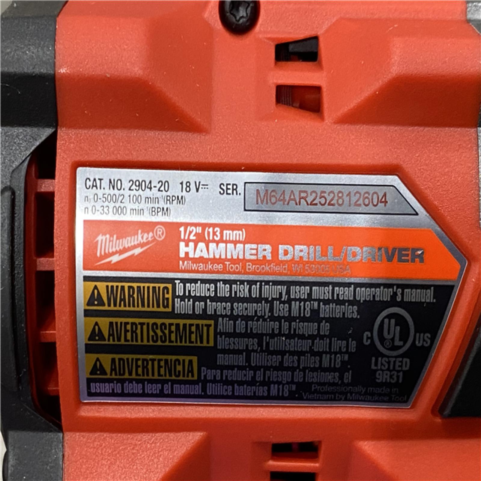 AS-IS Milwaukee FUEL 18V Lithium-Ion Brushless Cordless 1/2 in. Hammer Drill/Driver (Tool-Only)