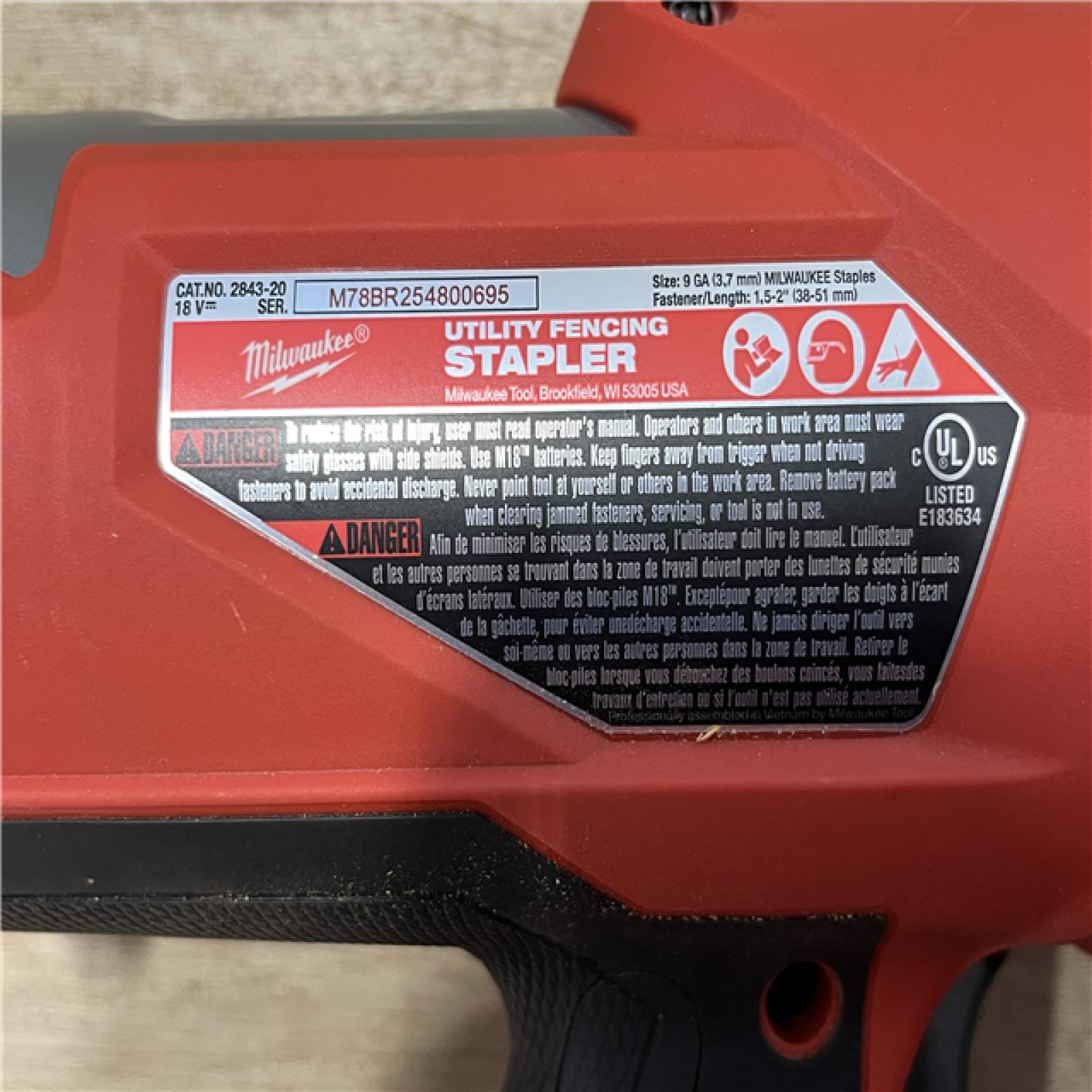 AS-IS Milwaukee FUEL 18-Volt Lithium-Ion Brushless Cordless Utility Fencing Stapler (Tool-Only)