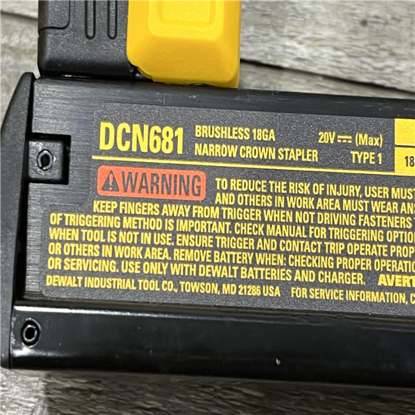 AS-IS DEWALT 20V MAX XR Lithium-Ion Cordless 18-Gauge Narrow Crown Stapler Kit