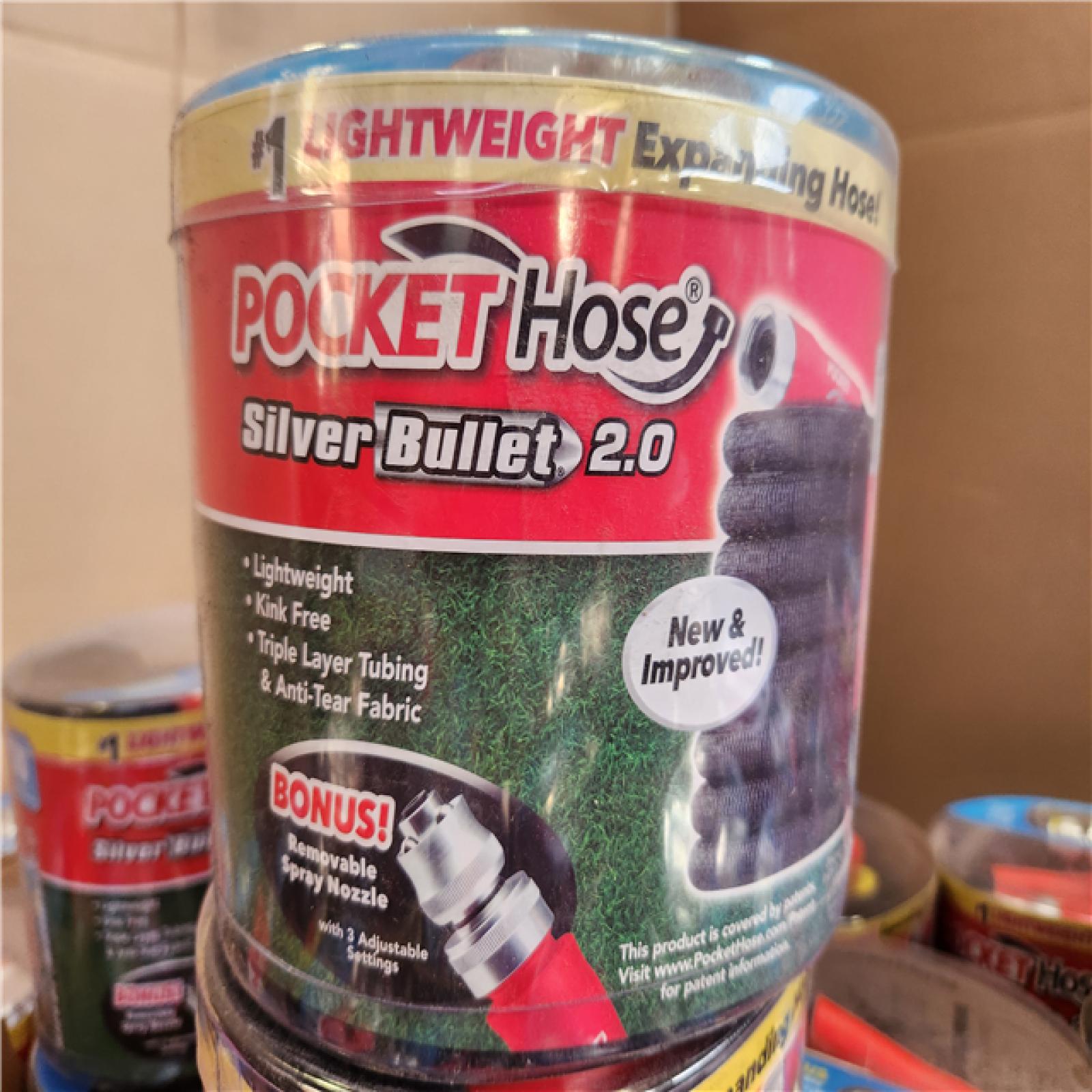 Phoenix NEW Pocket Hose Silver Bullet 2.0 Expandable Garden Hose 3/4 in. x 50 ft. with Turbo Shot Nozzle Pallet (78-Hoses)