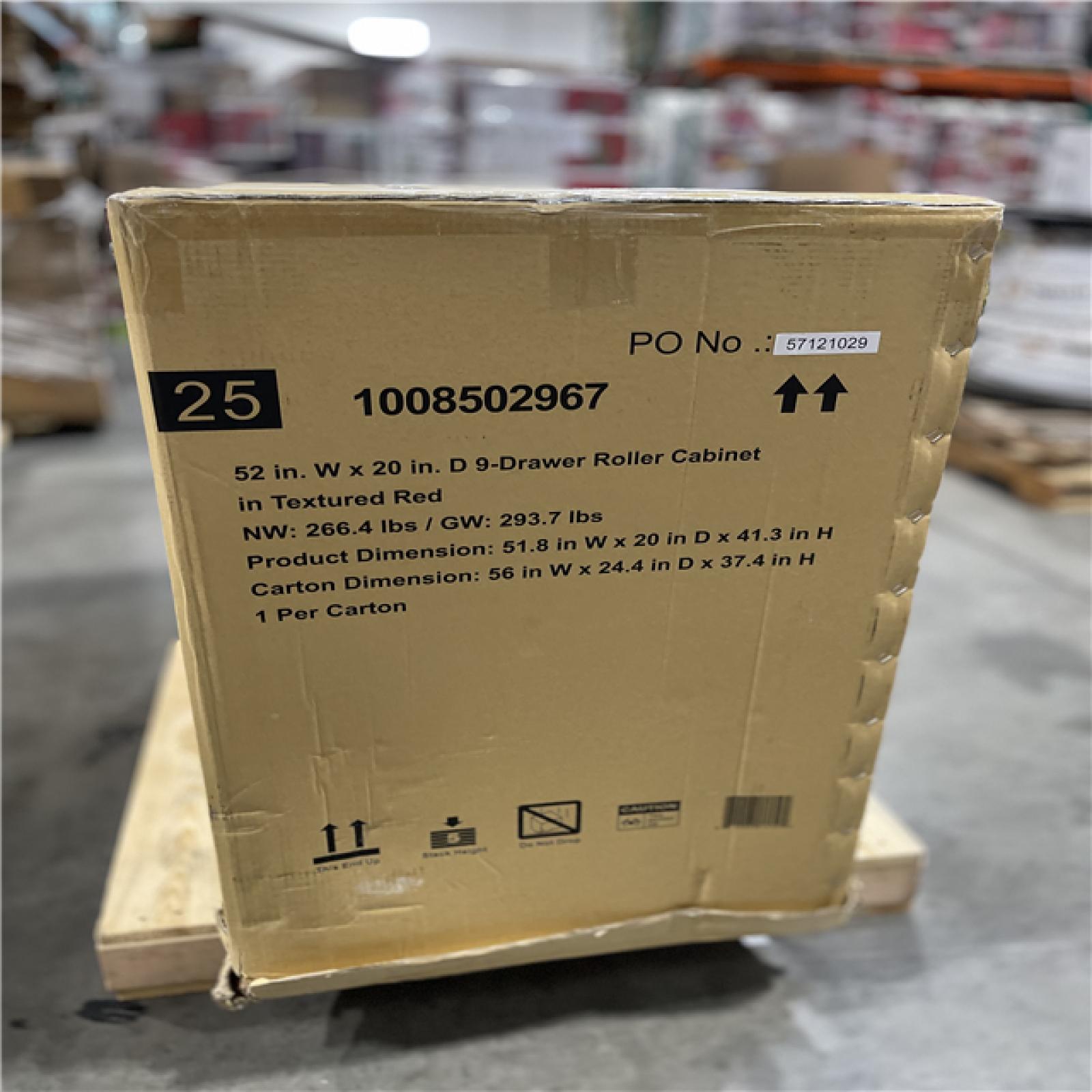 DALLAS LOCATION - Husky Heavy-Duty 52 in. W x 20 in. D 9-Drawer Rolling Tool Cabinet in Textured Red