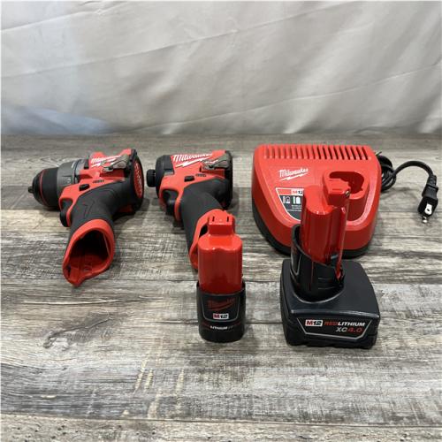 AS-IS Milwaukee FUEL 12-Volt Lithium-Ion Brushless Cordless Hammer Drill and Impact Driver Combo Kit