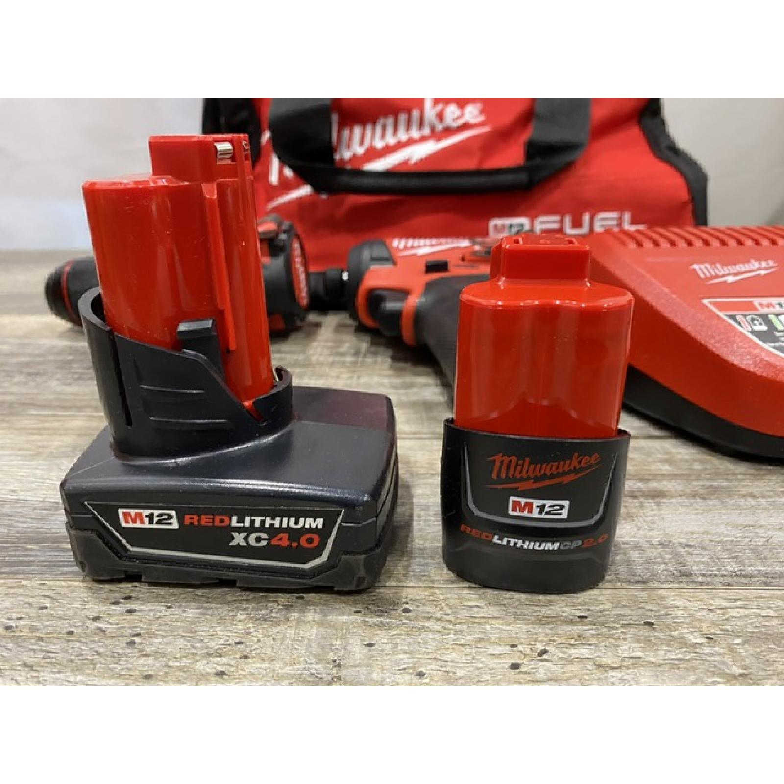 AS-IS Milwaukee FUEL 12-Volt Lithium-Ion Brushless Cordless Hammer Drill and Impact Driver Combo Kit