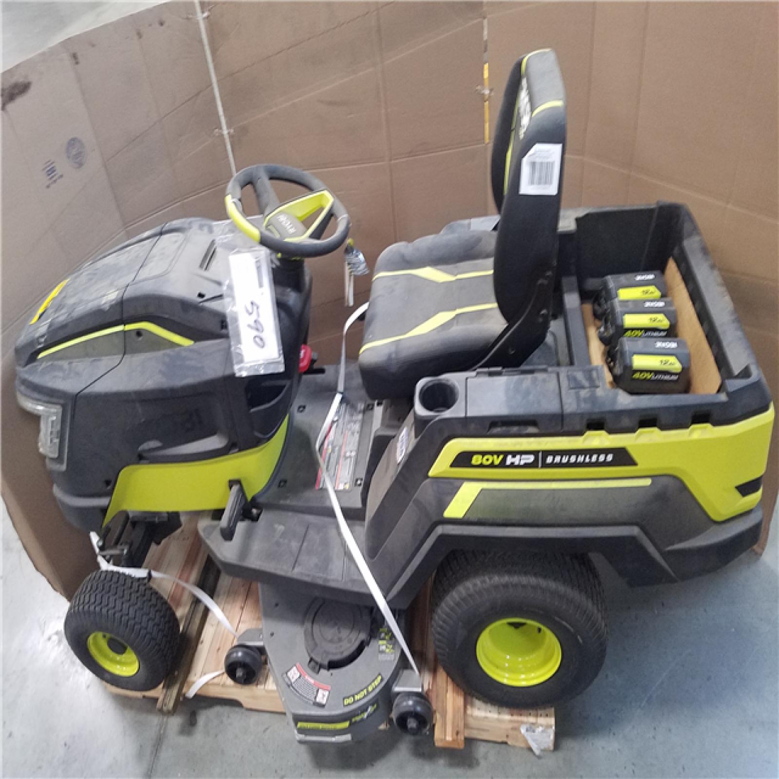 CALIFORNIA AS-IS RYOBI 80V 46BATTERY LAWN TRACTOR