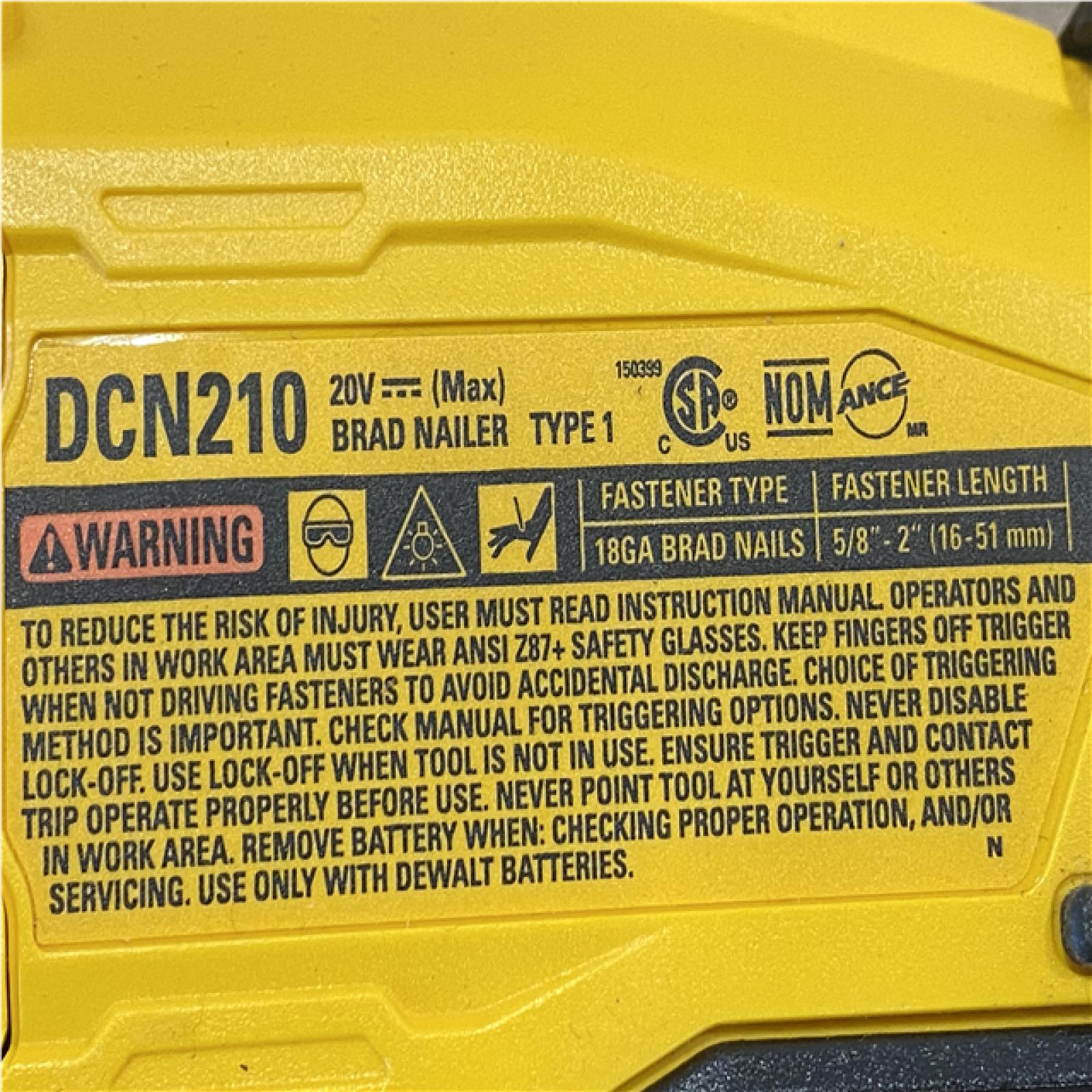 AS-IS DEWALT 20V MAX XR 18 Gauge Cordless Brad Nailer (Tool Only)