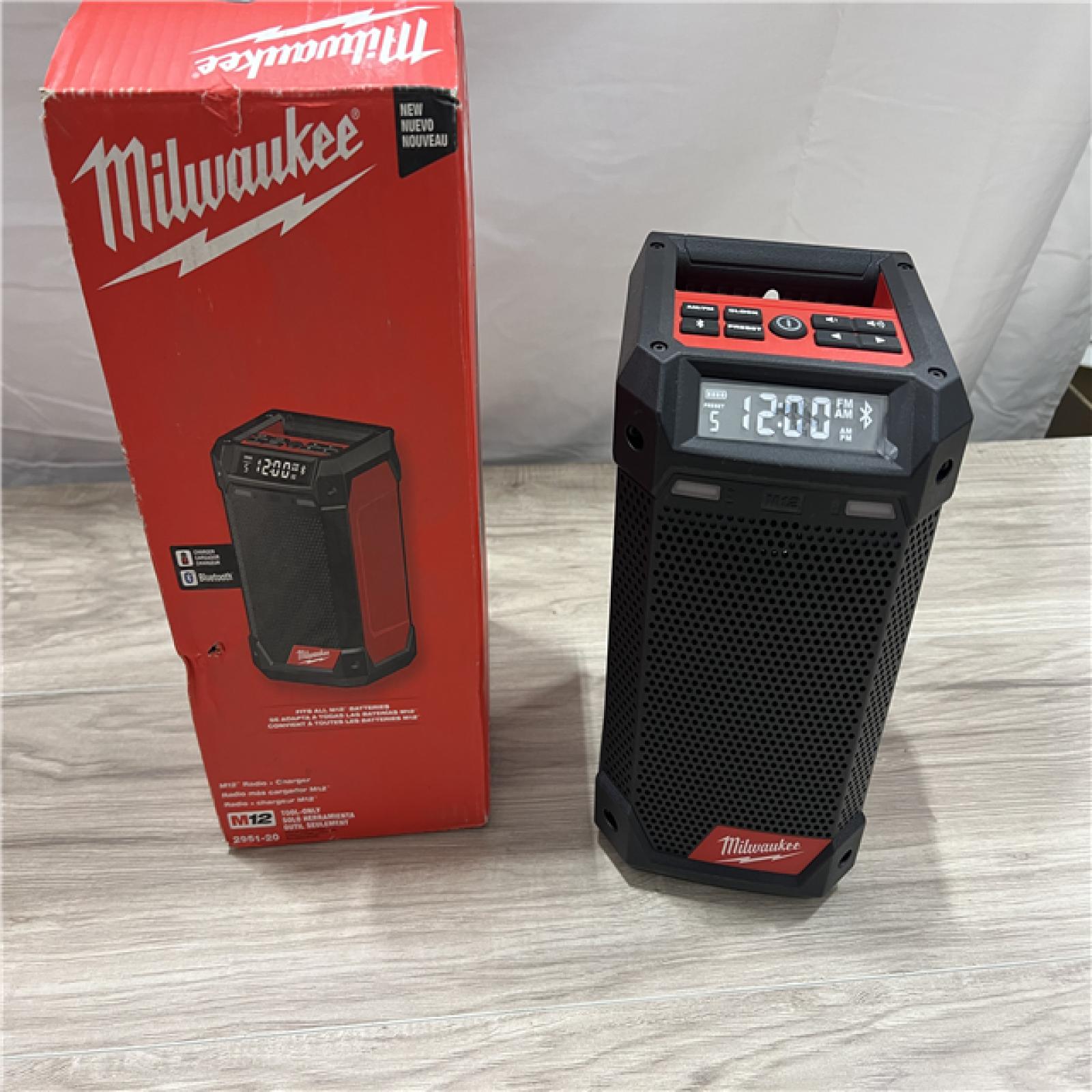 AS-IS Milwaukee 12-Volt Lithium-Ion Cordless Bluetooth/AM/FM Jobsite Radio with Charger