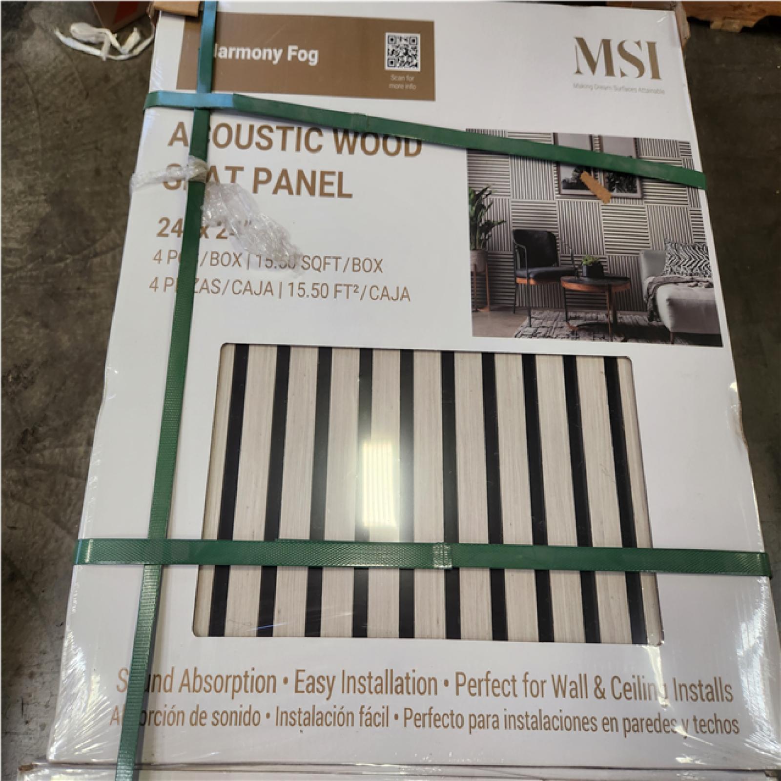 Phoenix NEW MSI Harmony Fog 24 in. x 24 in. Gray Light Wood Slat Decorative Acoustic Sound Absorbing Panels (16-Packs/248 sq. ft.)