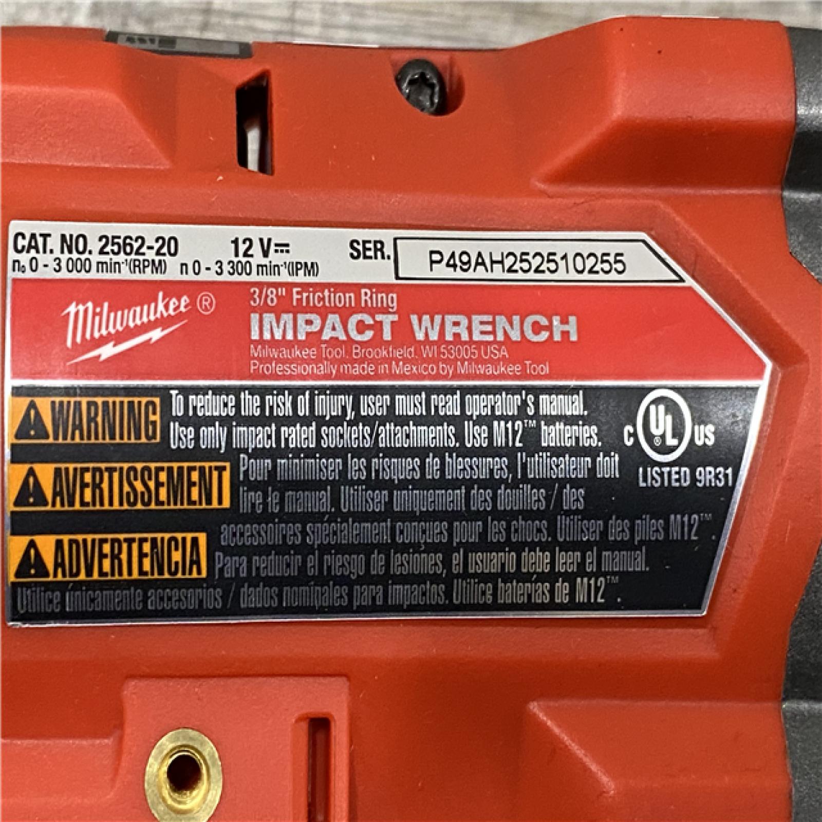 AS-IS Milwaukee FUEL 12V Lithium-Ion Brushless Cordless Stubby 3/8 in. Impact Wrench (Tool-Only)