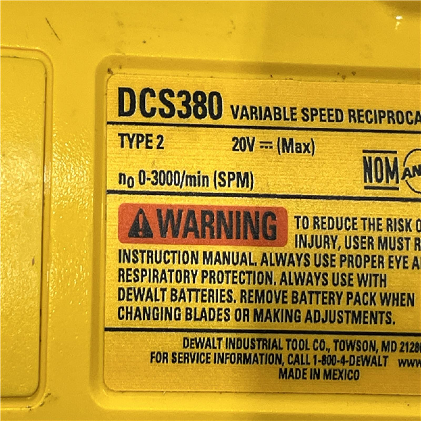 AS-IS DEWALT 20V MAX Cordless Reciprocating Saw (Tool Only)