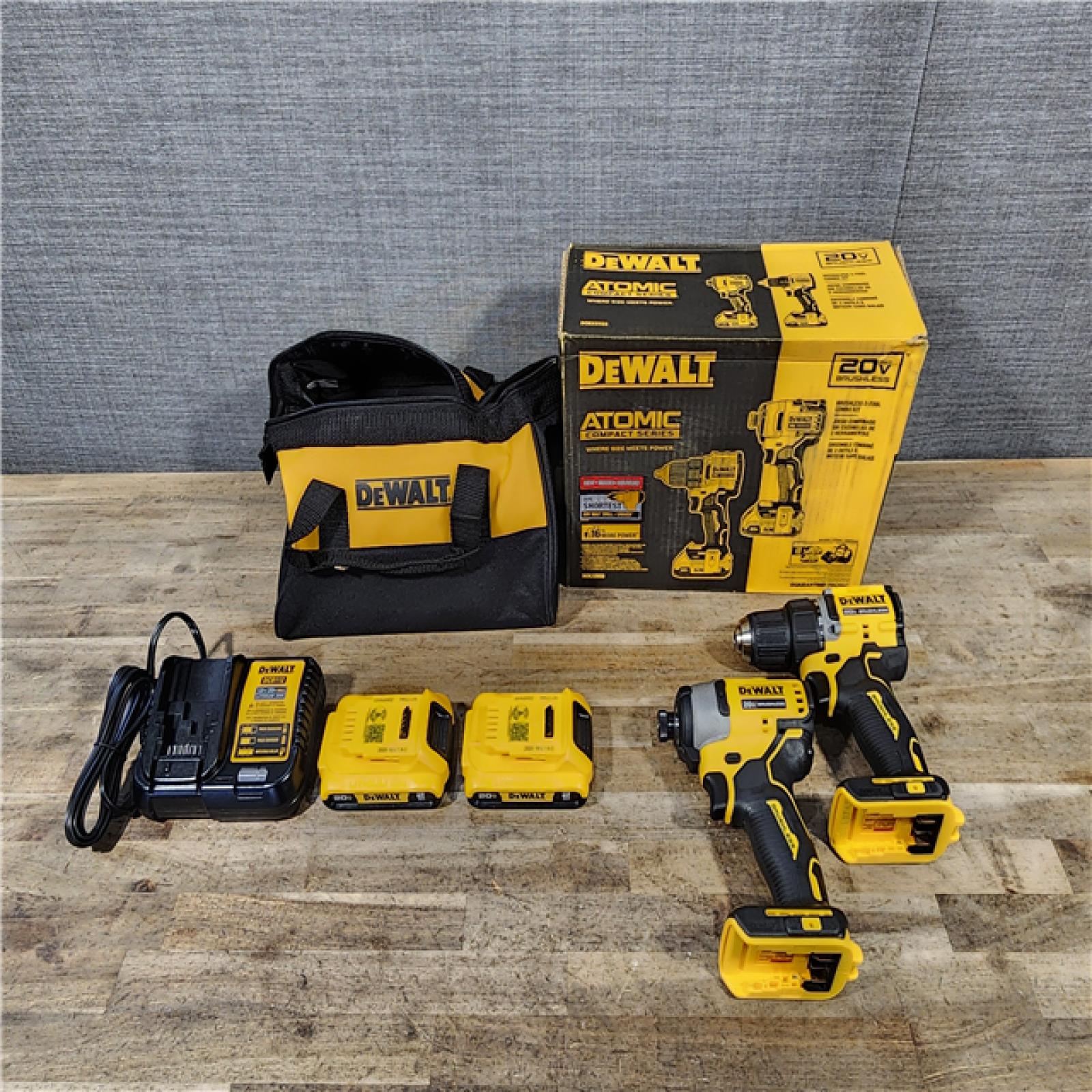 HOUSTON LOCATION - AS-IS Dewalt DCK225D2 20V MAX ATOMIC Compact Cordless Drill Driver and Impact Driver Combo Kit