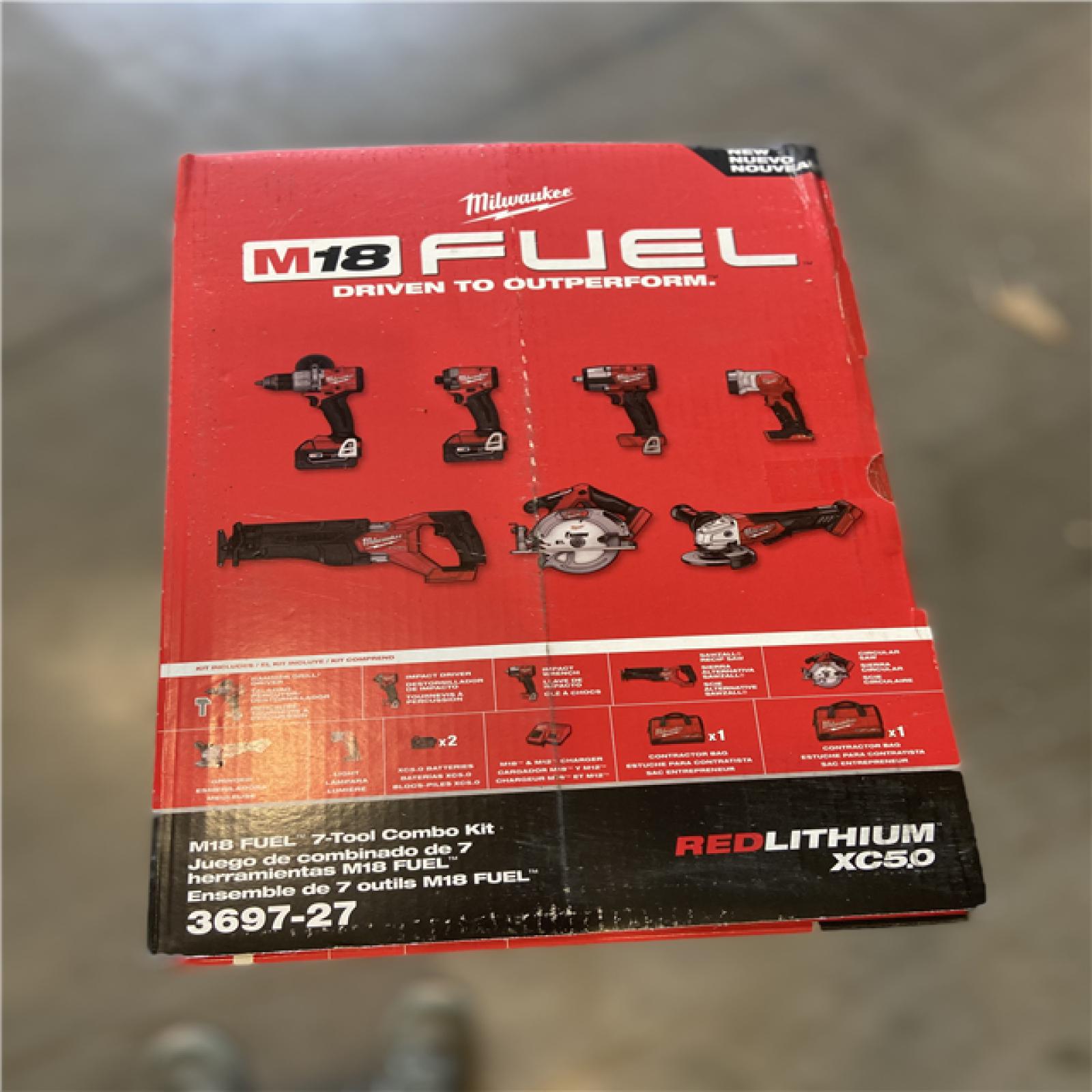 NEW! - Milwaukee M18 FUEL 18V Lithium-Ion Brushless Cordless Combo Kit with Two 5.0 Ah Batteries  1 Charger  2 Tool Bags (7-Tool)
