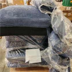 Phoenix Harper & Bright Designs 112.2 in. W L-Shaped Chenille Modern Luxury Sectional Sofa in. Blue with Ottoman and 5 Pillows