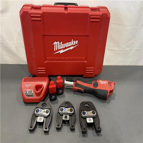 AS-IS - MILWAUKEE 12-Volt Lithium-Ion Force Logic Cordless Press Tool Kit (3 Jaws Included)