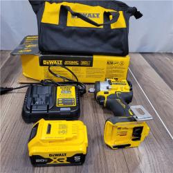 AS-IS DEWALT ATOMIC 20V MAX Lithium-Ion Brushless Cordless 1/2 in. Variable Speed Impact Wrench Kit with 5 Ah Battery and Charger