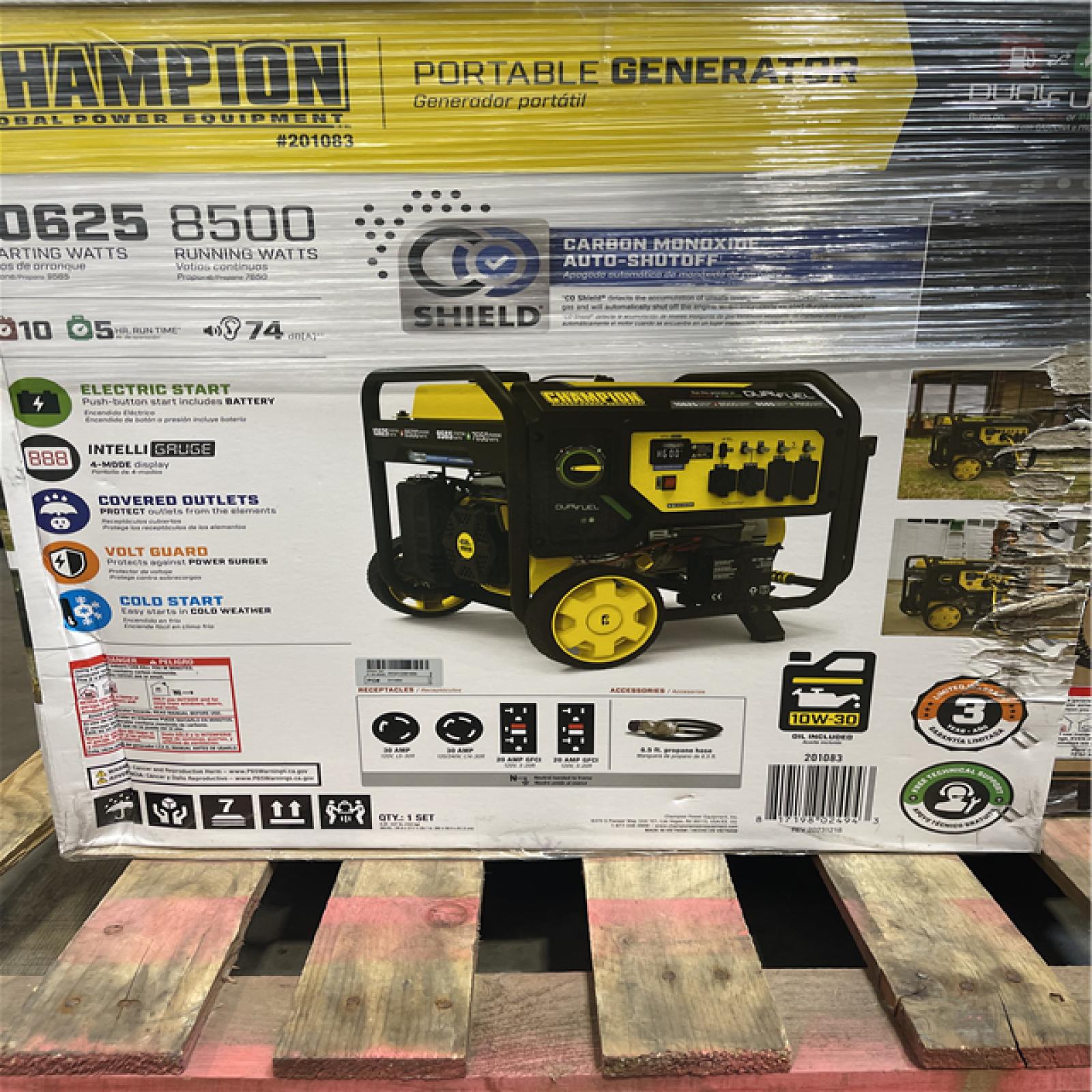 DALLAS LOCATION- NEW!- Champion Power Equipment 10 625/8500-Watt Gasoline/ Propane Powered Dual Fuel Portable Generator